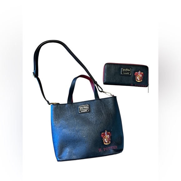 Harry Potter Loungefly Cosplay Black Suit Tie Tote HandBag Purse & Zip Wallet - Picture 3 of 10